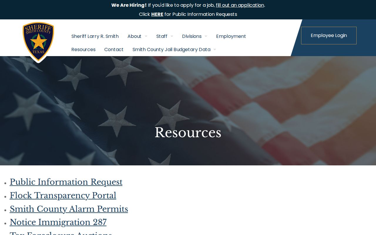 Smith County Sheriff records request resources for warrant records