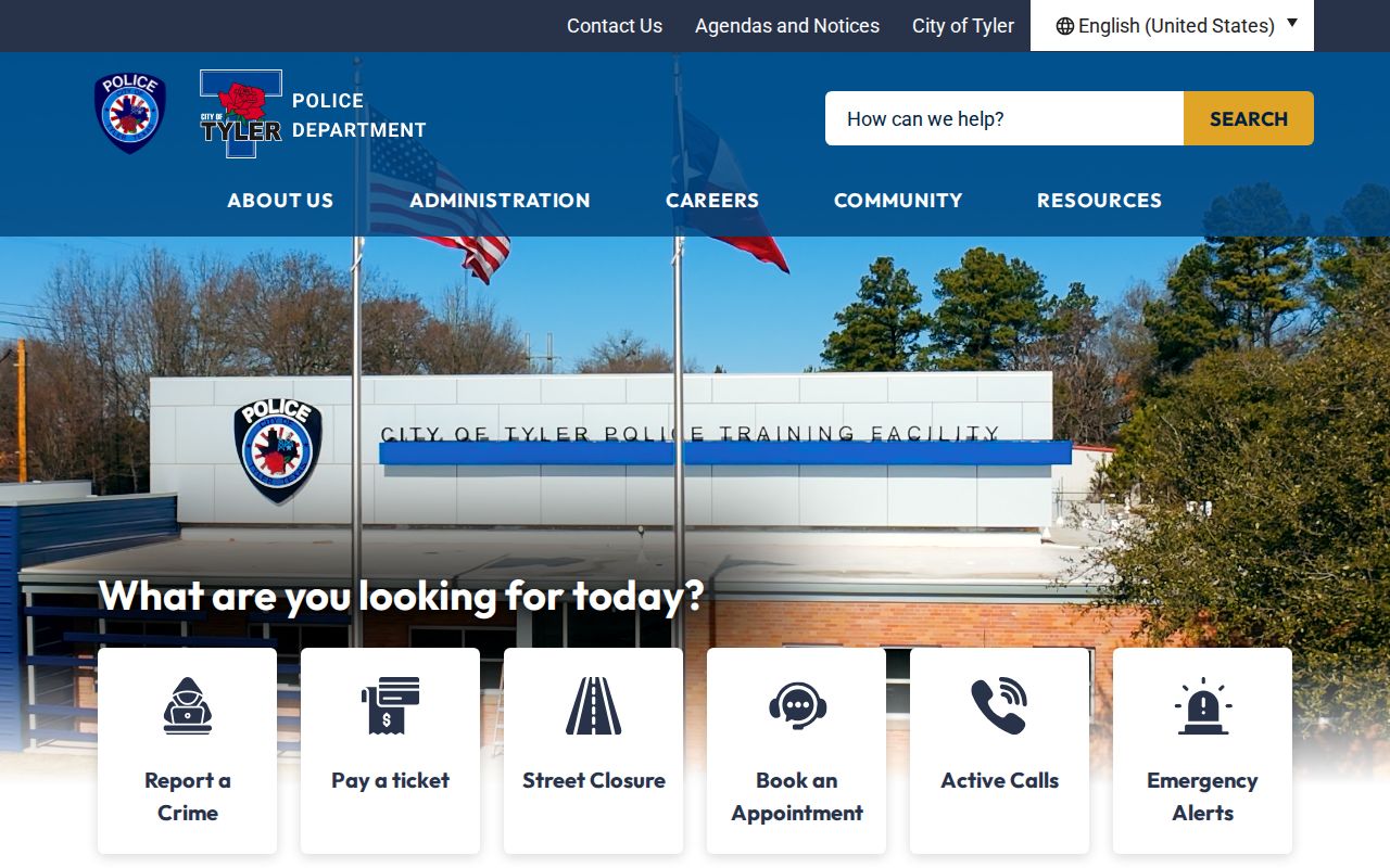 Tyler Police Department official site for Tyler warrant process information
