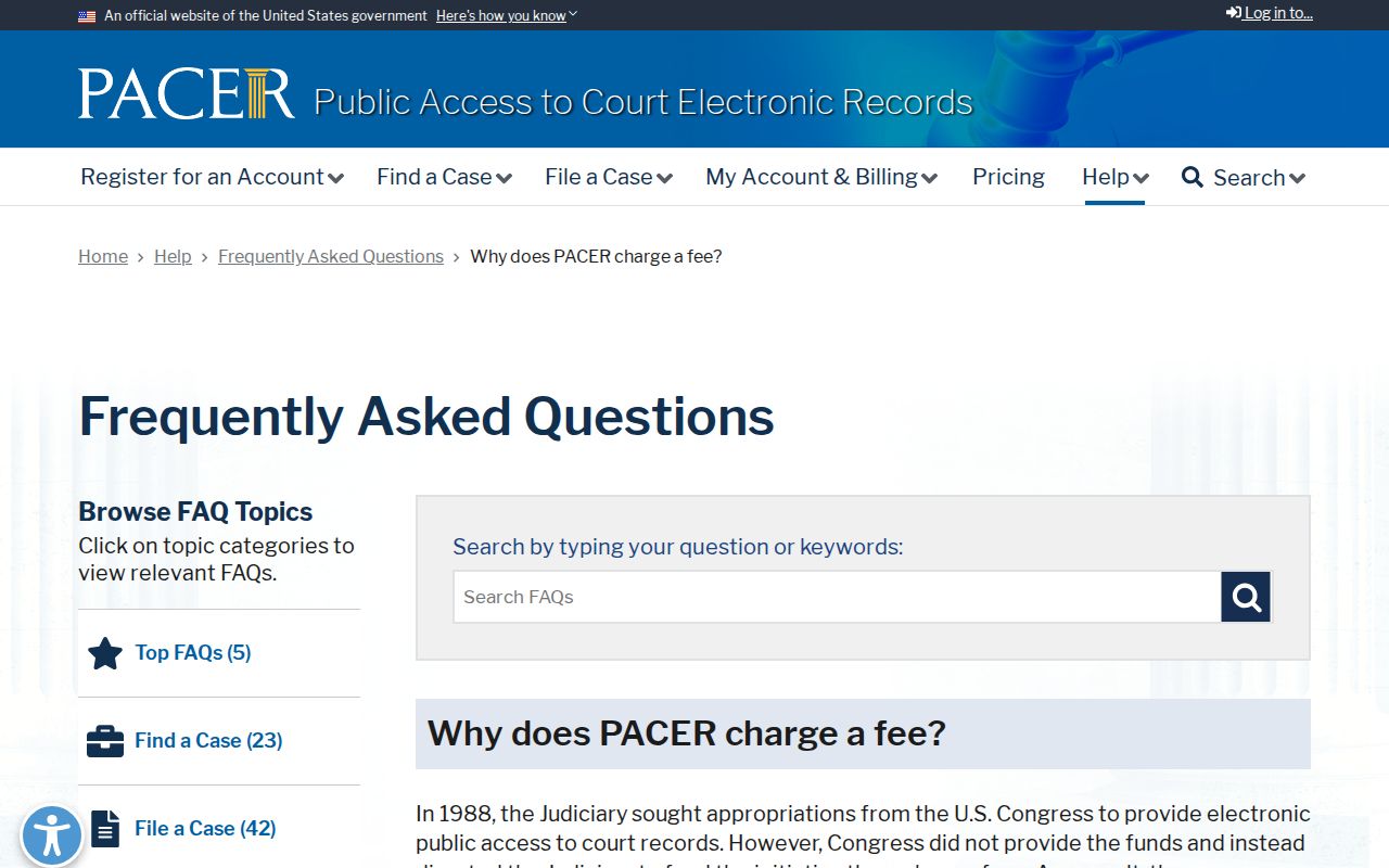 Federal warrant lookup context: PACER official docket access fees for Smith County readers