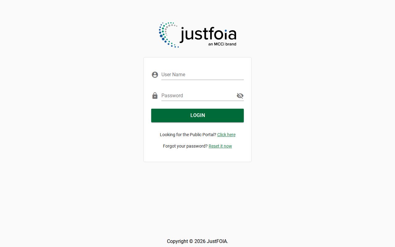 Smith County JustFOIA public records request portal